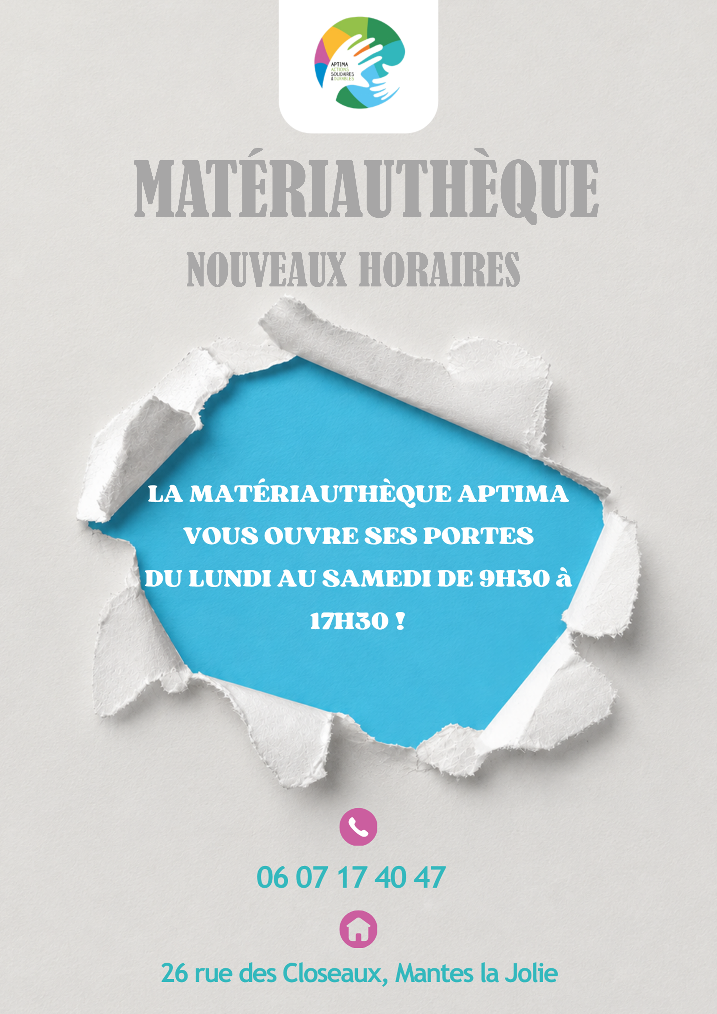 Nouveaux horaires � la mat�riauth�que !